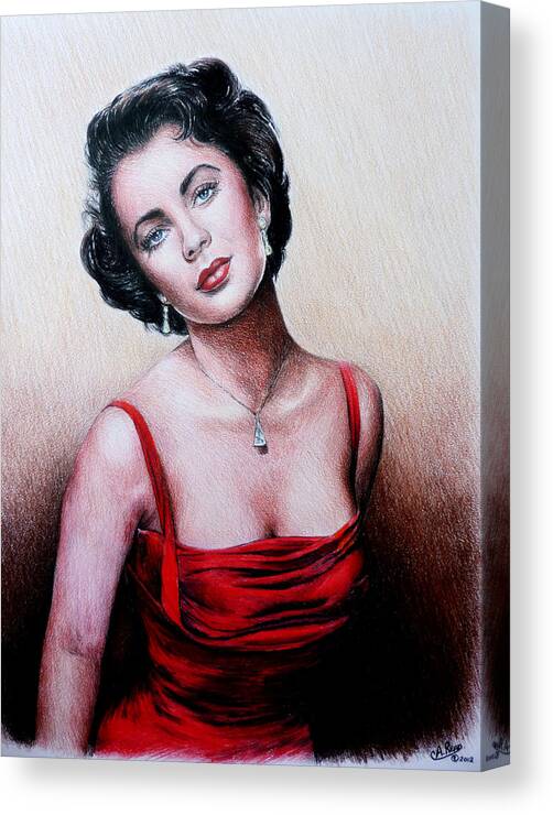 Elizabeth Taylor Canvas Print featuring the painting The Glamour Days by Andrew Read