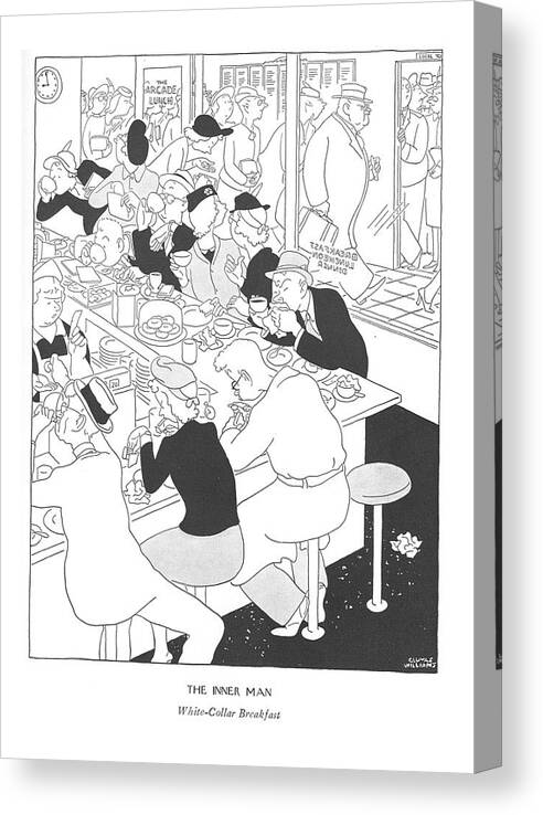 111161 Gwl Gluyas Williams The Inner Man Canvas Print featuring the drawing The Inner ManWhite-collar Breakfast by Gluyas Williams