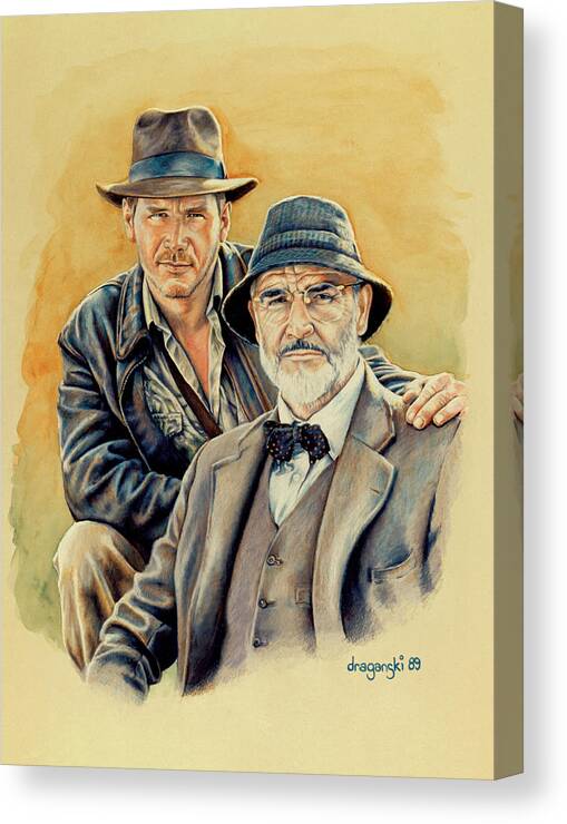 Indiana Jones Canvas Print featuring the drawing The Jones Boys by Edward Draganski