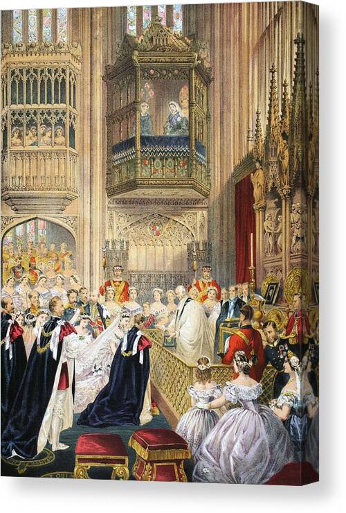 St George's Chapel Canvas Print featuring the drawing The Marriage At St Georges Chapel by English School