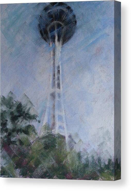 Seattle Canvas Print featuring the pastel The Needle by Brenda Salamone