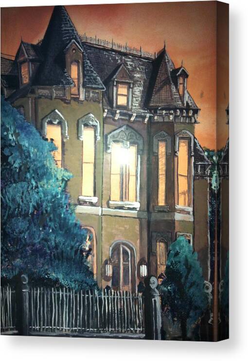 Wilkes-barre Canvas Print featuring the painting The Old Stegmeier Mansion by Alexandria Weaselwise Busen