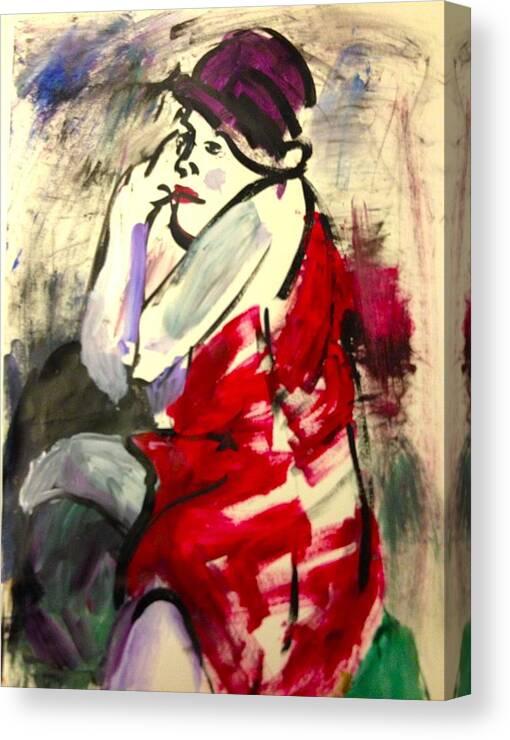 Woman Painting Canvas Print featuring the painting The Red Dress II by Elaine Schloss