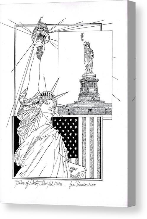 Statue Of Liberty Canvas Print featuring the drawing The Statue Of Liberty by Ira Shander