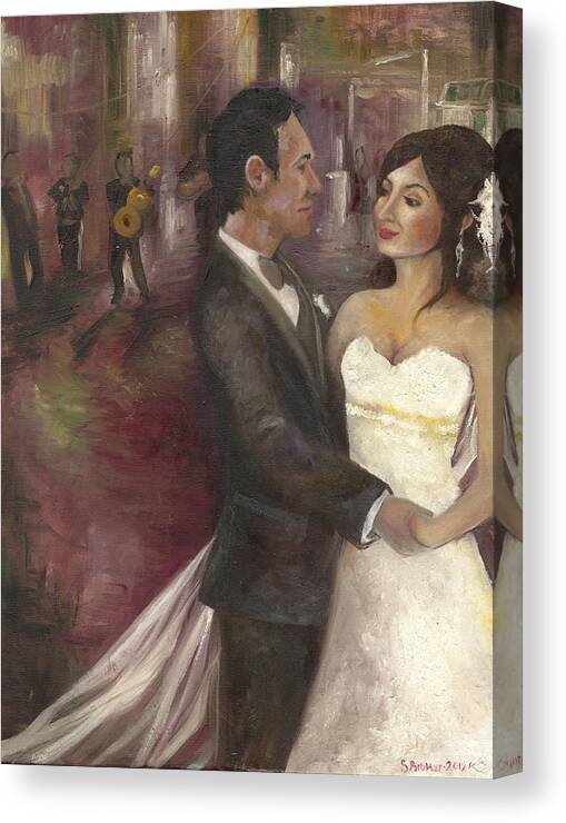 Wedding Canvas Print featuring the painting The Wedding by Stephanie Broker