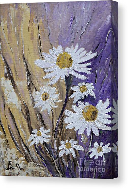 Daisy Canvas Print featuring the painting This spring daisies by Amalia Suruceanu