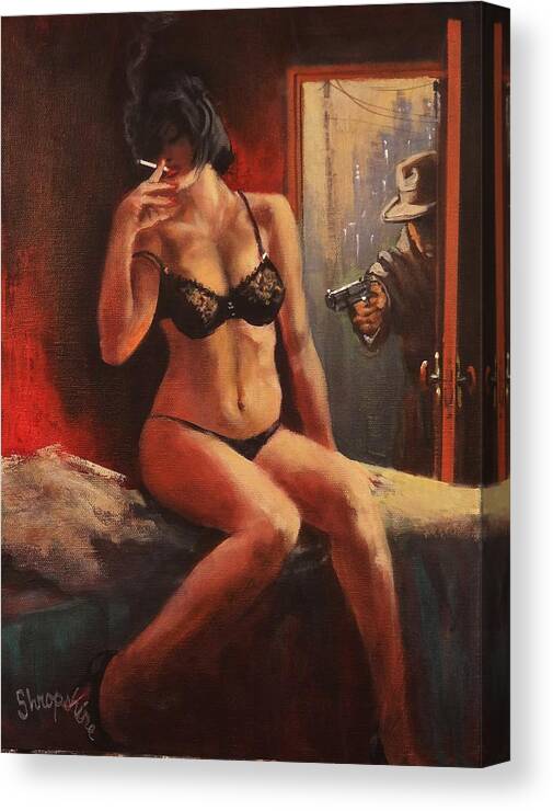  Art Noir Canvas Print featuring the painting Those Things Will Kill You by Tom Shropshire