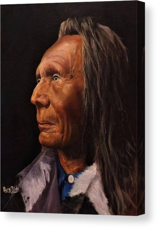 Native American Canvas Print featuring the painting Three Eagles Nez Perce Warrior by Barry BLAKE