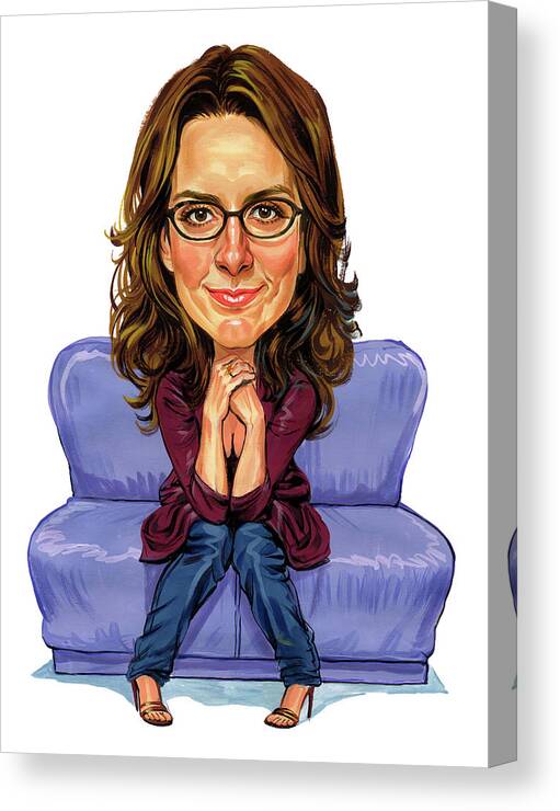 #faaAdWordsBest Canvas Print featuring the painting Tina Fey by Art 
