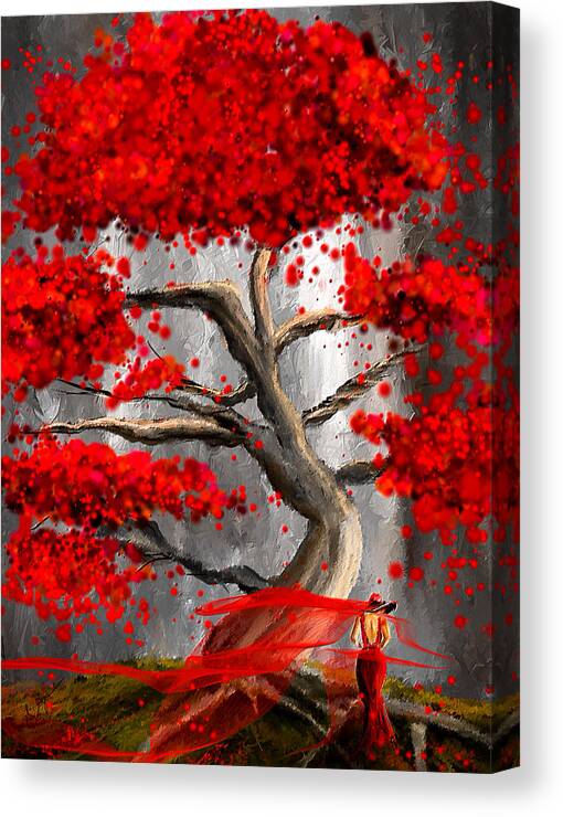 Red And Gray Canvas Print featuring the painting True Love Waits - Red And Gray Art by Lourry Legarde