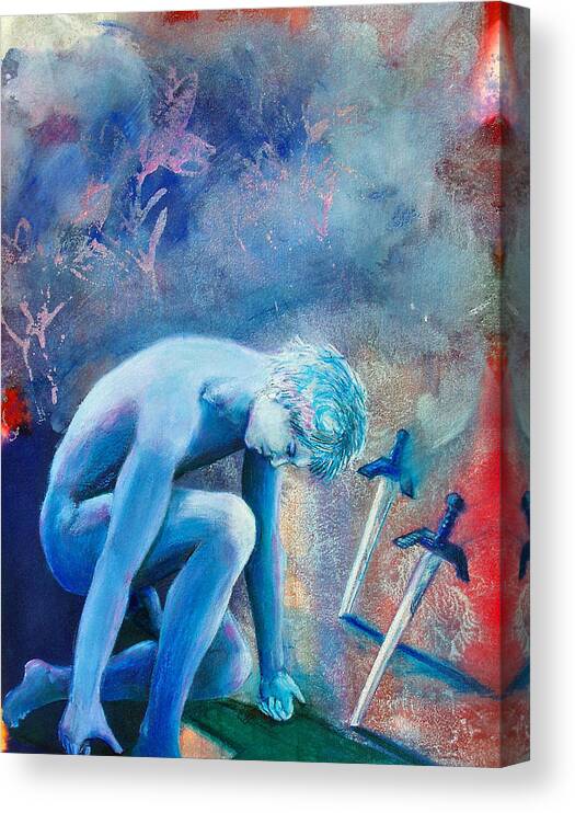 Tarot Canvas Print featuring the painting Two of Swords by Rene Capone