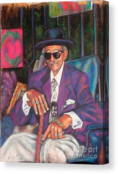 New Orleans Musician Canvas Print featuring the painting Uncle With Time on His Hands by Beverly Boulet