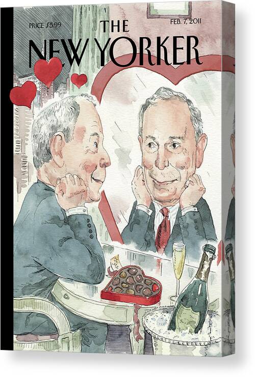 Bloomberg Canvas Print featuring the painting Bloom In Love by Barry Blitt