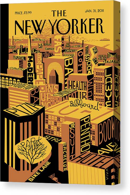 Skyline Canvas Print featuring the painting New Yorker January 31st, 2011 by Frank Viva