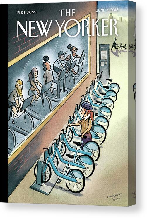 Workout Canvas Print featuring the painting Urban Cycles by Marcellus Hall