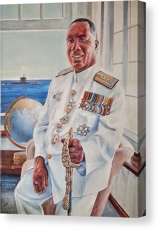 Chief South African Navy Canvas Print featuring the painting V Adm Johannes Refiloe Mudimu by Tim Johnson
