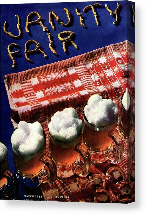 Food Canvas Print featuring the photograph Vanity Fair Cover Featuring Glasses Of Beer by Anton Bruehl