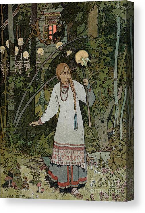 Horror Canvas Print featuring the painting Vassilissa in the Forest by Ivan Bilibin