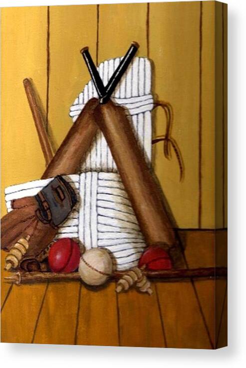 Cricket Canvas Print featuring the painting Vintage Cricket by Krystal M