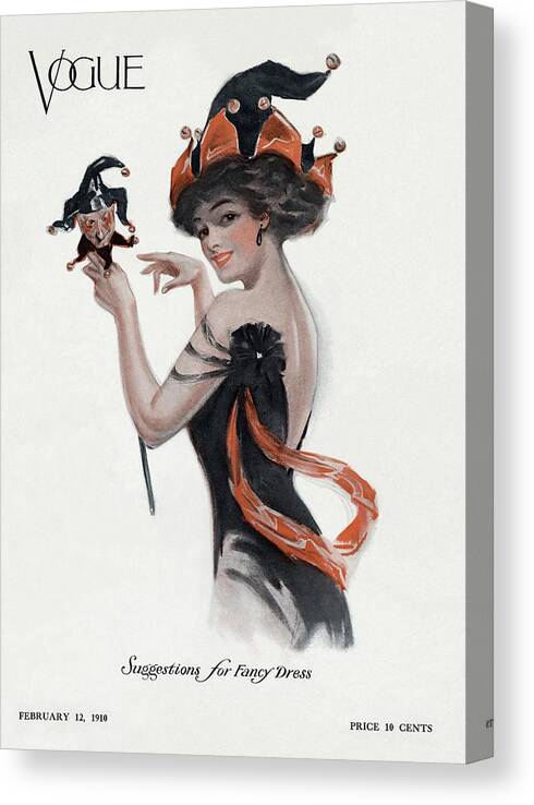 Illustration Canvas Print featuring the photograph Vogue Cover of Woman As Jester by Artist Unknown