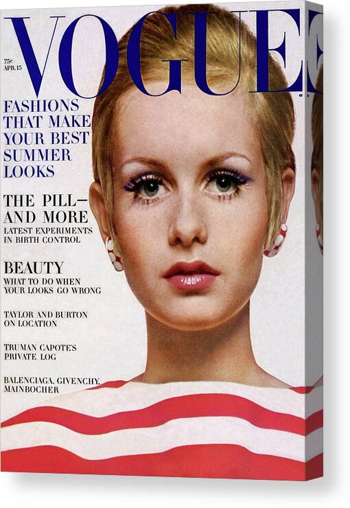 Fashion Canvas Print featuring the photograph Vogue Cover Of Twiggy by Bert Stern