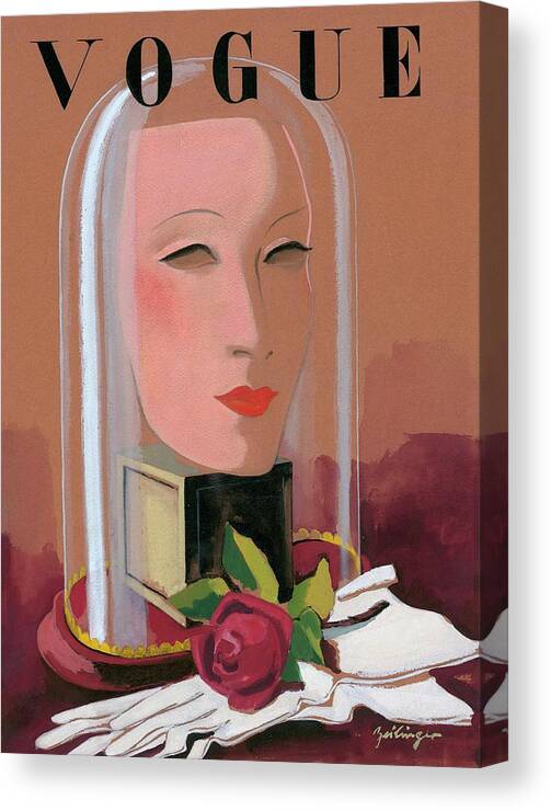 Accessories Canvas Print featuring the digital art Vogue Magazine Cover Featuring A Mask by Alix Zeilinger