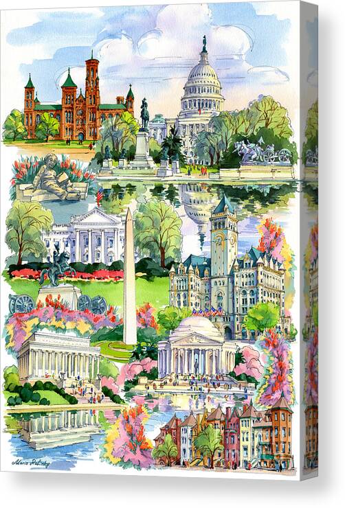 Washington Canvas Print featuring the painting Washington DC painting by Maria Rabinky