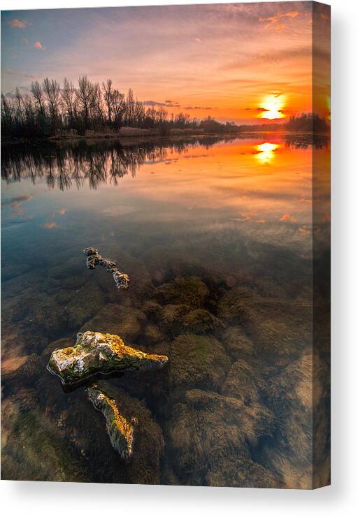 Landscape Canvas Print featuring the photograph Watching sunset by Davorin Mance