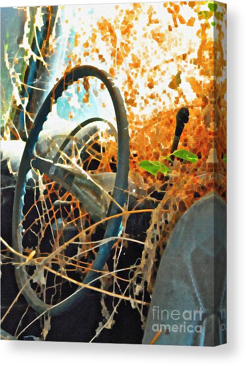 Steering Canvas Print featuring the photograph Weedy Steering by Gwyn Newcombe