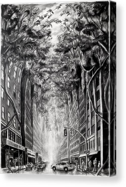 Cityscape Canvas Print featuring the drawing Welcome to the Jungle by William Underwood