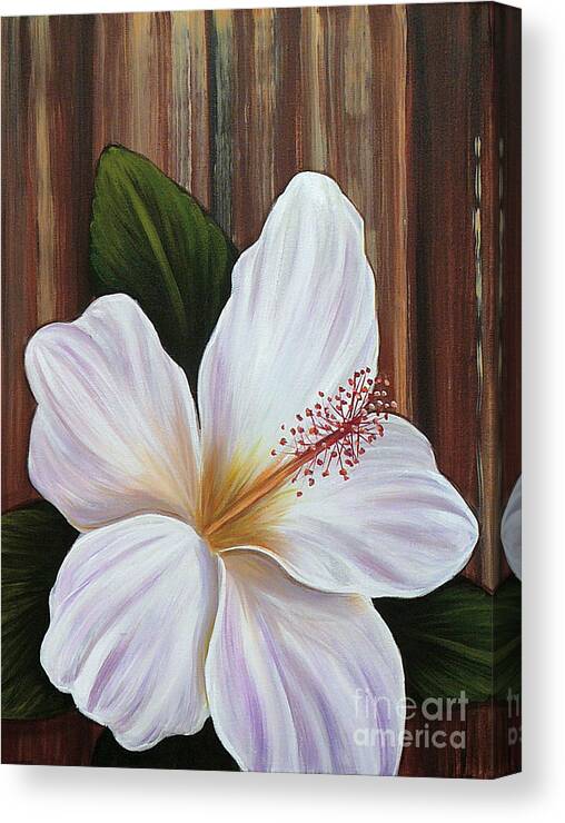 Hawaii Canvas Print featuring the painting White Hibiscus by Gayle Utter