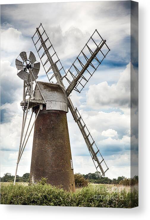 Windmill Canvas Print featuring the photograph Windmill in Norfolk UK by Simon Bratt