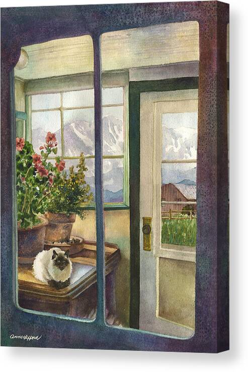 Window Painting Canvas Print featuring the painting Windows to the World by Anne Gifford