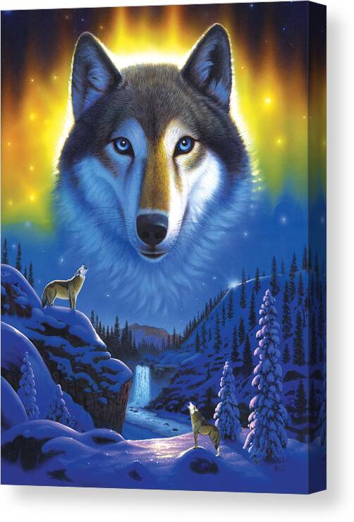 Wolf Canvas Print featuring the photograph Wolf Snow Mountain by MGL Meiklejohn Graphics Licensing