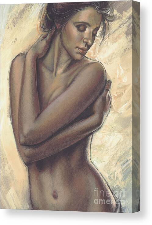 Woman With White Drape Crop Canvas Print