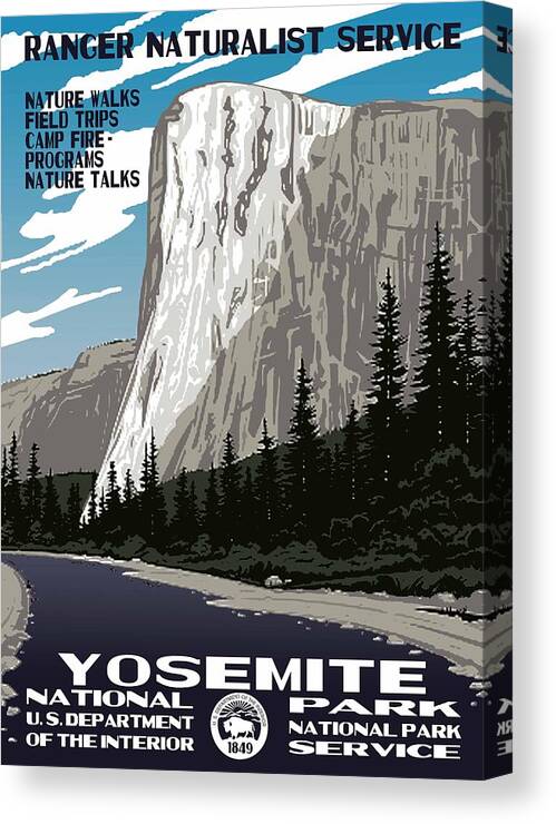 Vintage Canvas Print featuring the photograph Yosemite National Park Vintage Poster 2 by Eric Glaser