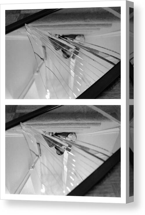 Broken Mirror Canvas Print featuring the photograph Broken Mirror Duo no.1 and 2 #1 by Katherine Huck Fernie Howard