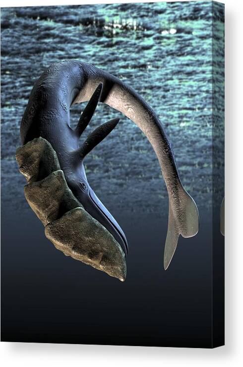Vertical Canvas Print featuring the digital art Leviathan Sea Monster, Artwork #1 by Victor Habbick Visions