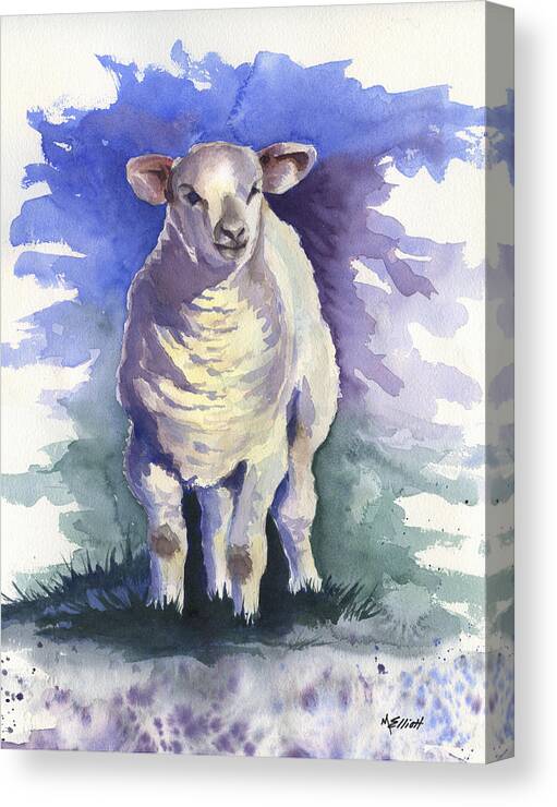 Lamb Canvas Print featuring the painting Shellies Lamb #1 by Marsha Elliott