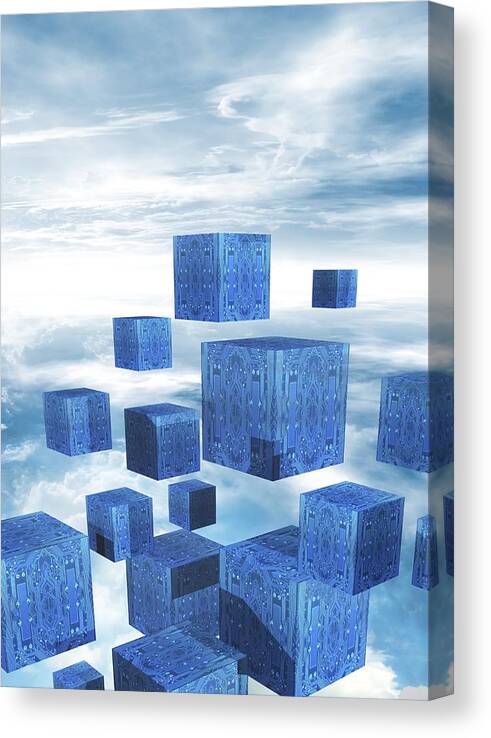 Vertical Canvas Print featuring the digital art Cloud Computing, Conceptual Artwork #13 by Victor Habbick Visions