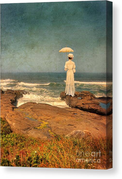 Walking Canvas Print featuring the photograph Victorian Lady by the Sea #2 by Jill Battaglia