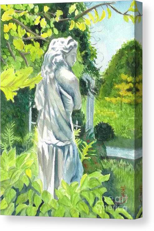 Statue Canvas Print featuring the painting A Statue At The Wellers Carriage House -3 by Yoshiko Mishina