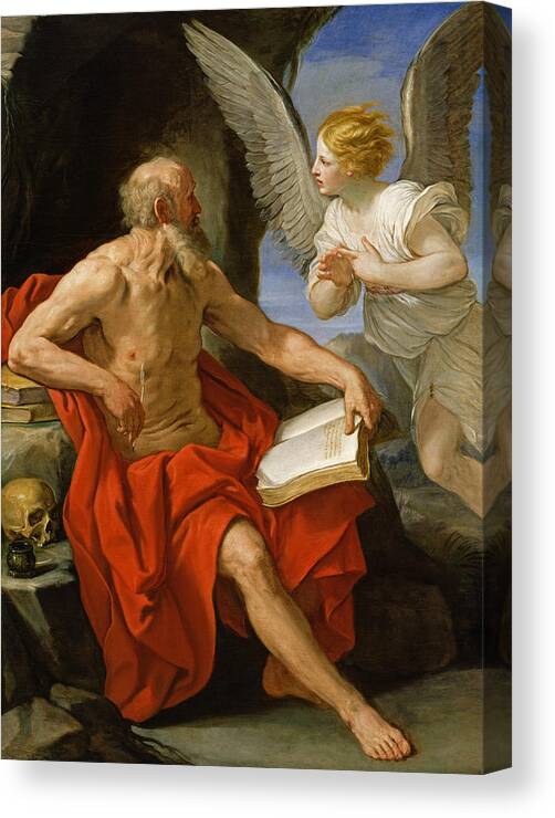 Angel Canvas Print featuring the painting Angel Appearing to St. Jerome by Guido Reni