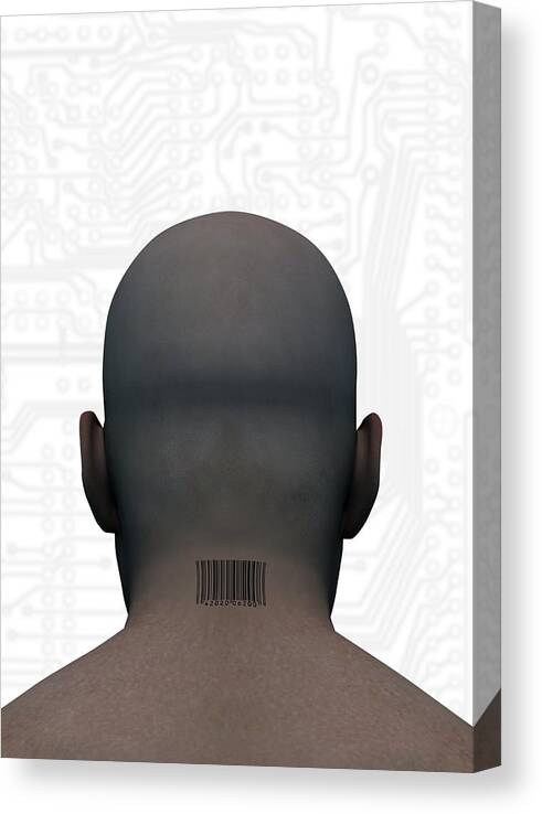 Digitally Generated Image Canvas Print featuring the photograph Barcoded Man, Artwork by Victor Habbick Visions