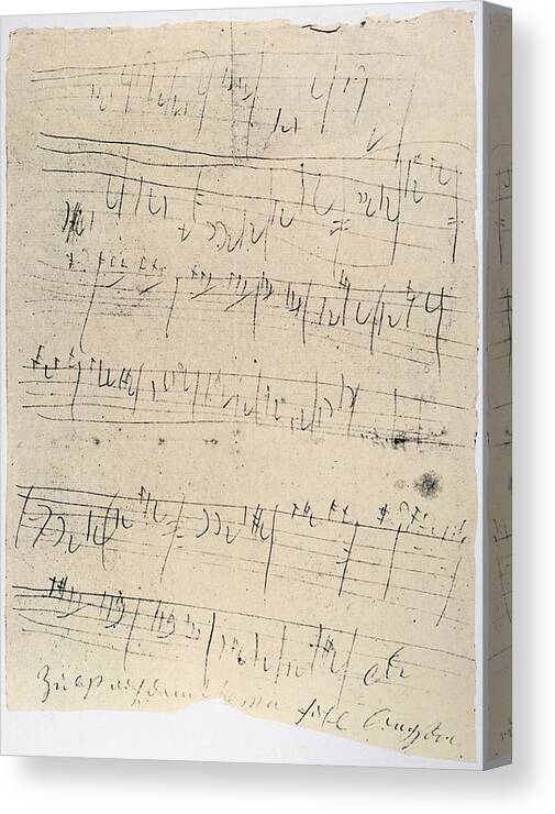 1826 Canvas Print featuring the photograph Beethoven Manuscript, 1826 by Granger