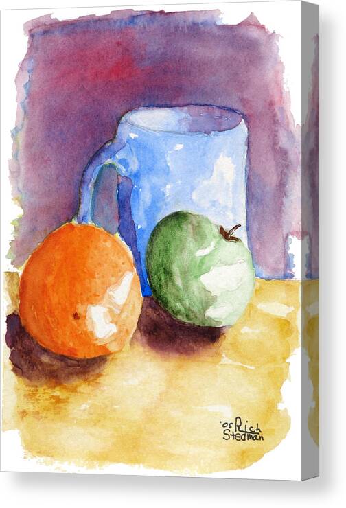 Orange Canvas Print featuring the painting Breakfast Choices by Richard Stedman