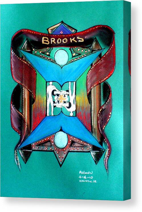 Ahonu Canvas Print featuring the painting Brooks Family Crest by AHONU Aingeal Rose