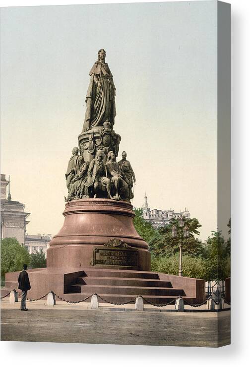 st. Petersburg Russia Canvas Print featuring the photograph Catherine II Monument in St. Petersburg Russia by International Images