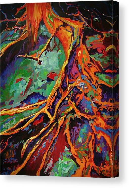 Cedar Roots Canvas Print featuring the painting Cedar Roots by Gregory Merlin Brown
