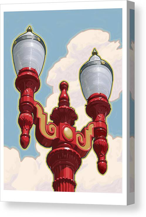 Chinatown Canvas Print featuring the digital art Chinatown Street Light by Mitch Frey